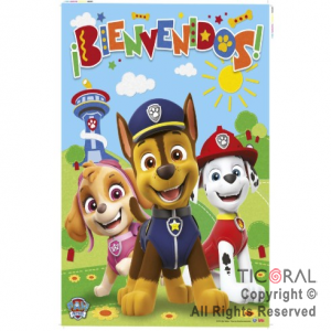 PAW PATROL AFICHE BIENVENIDOS CON RECORDATORIO X 2